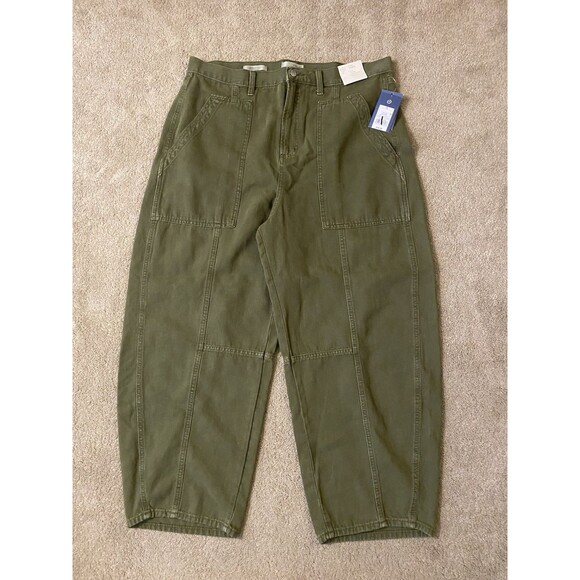 Universal Thread Pants - Universal Thread Women's High-Rise Baggy Utility Barrel Jeans Camo Green Size 16